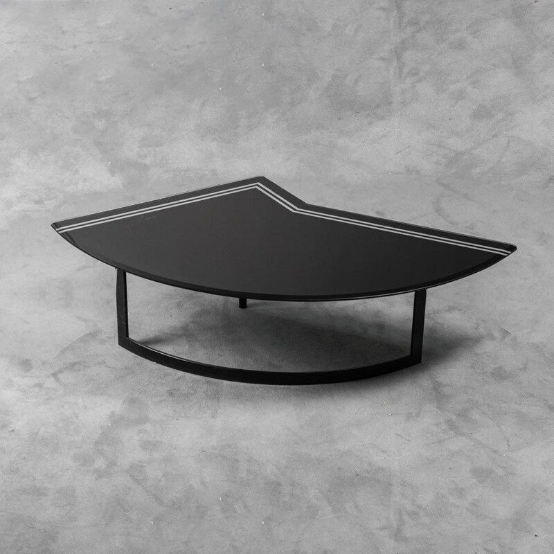 Vintage black glass coffee table, 1970