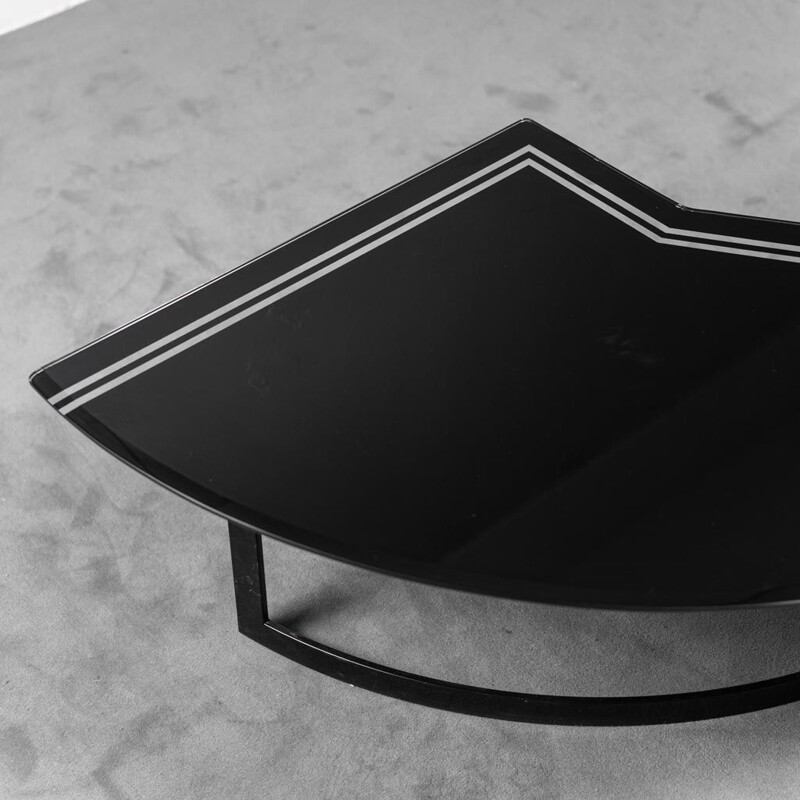 Table basse vintage en verre noir, 1970