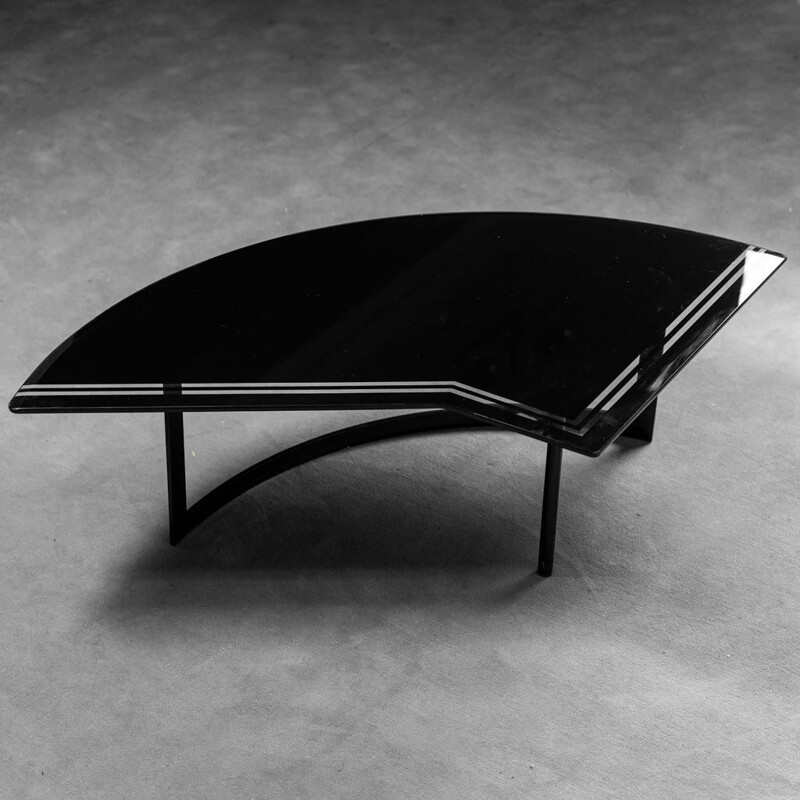 Tavolino vintage in vetro nero, 1970