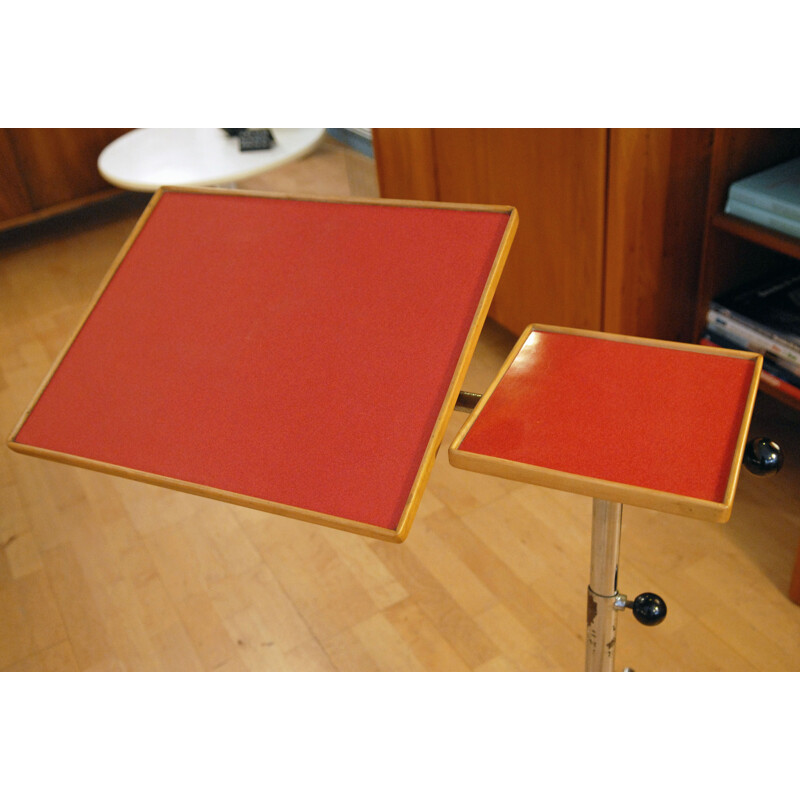 Adjustable and rotating side table, François CARUELLE - 1960s