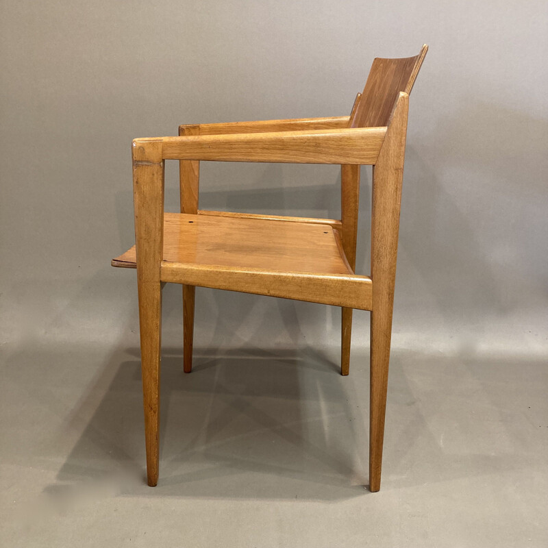 Vintage Thonet oakwood armchair, 1950