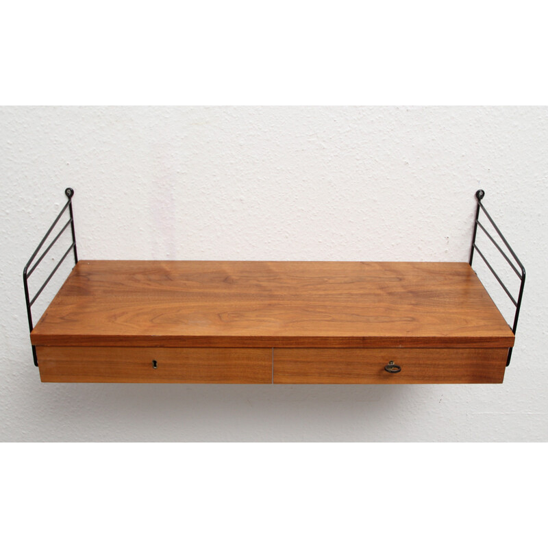 Vintage String wall console in walnut, Nisse STRINNING - 1960s