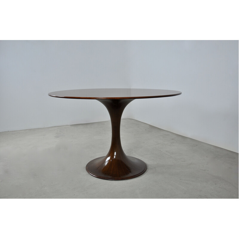 Vintage ronde houten tafel van Luigi Massoni voor Mobilia, 1959