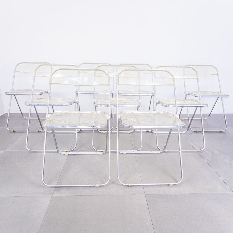 Set of 8 vintage folding chairs by Giancarlo Piretti and Castelli, 1970