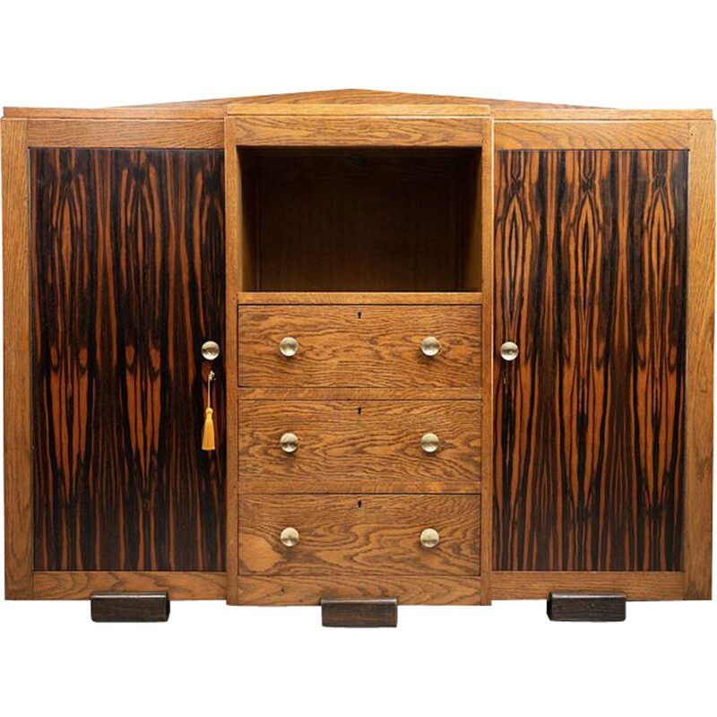 Vintage Art Deco carvalho e coromandel sideboard da escola de Amesterdão, Holanda 1910