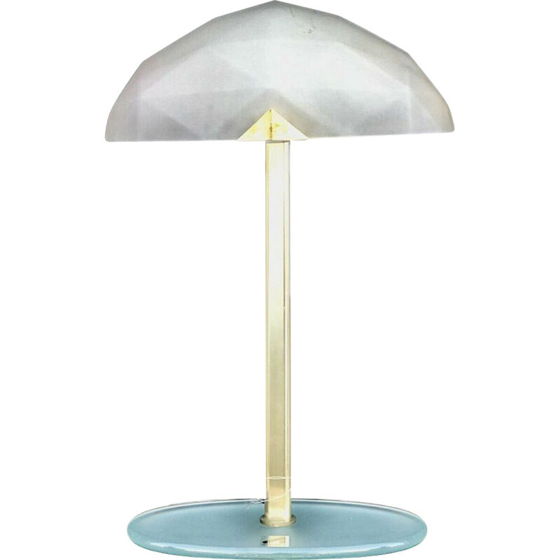 Lampe de table vintage avec base en cristal, 1970