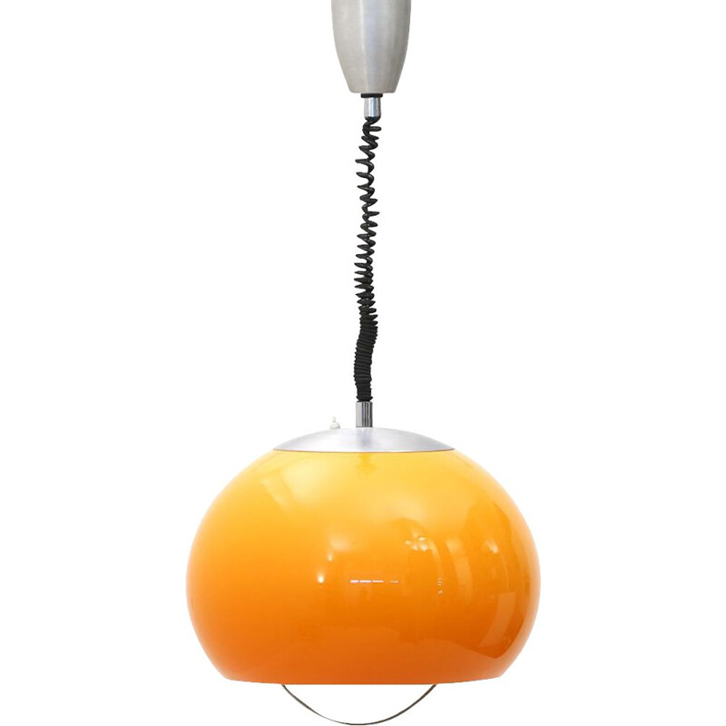 Vintage Up and down chandelier in orange methacrylate by Stilux, 1960s