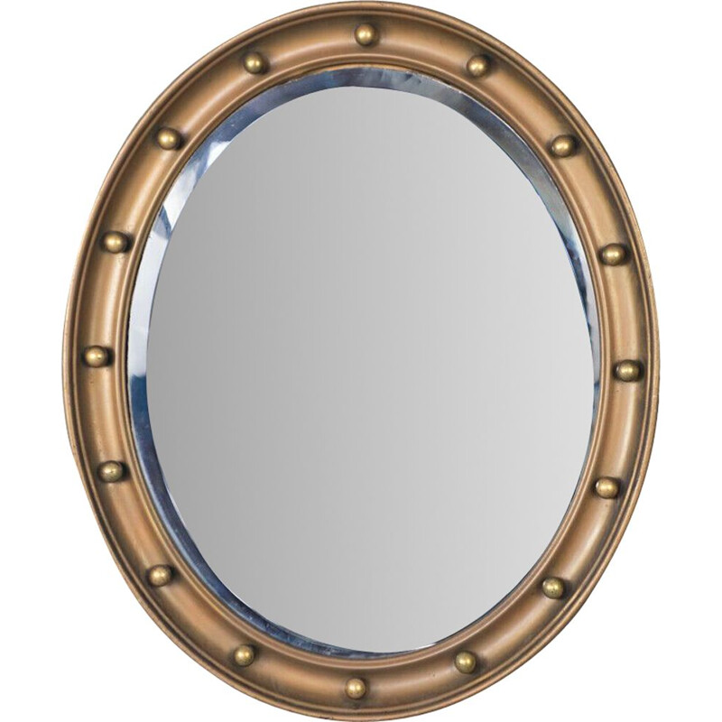 Specchio ovale vintage in legno dorato