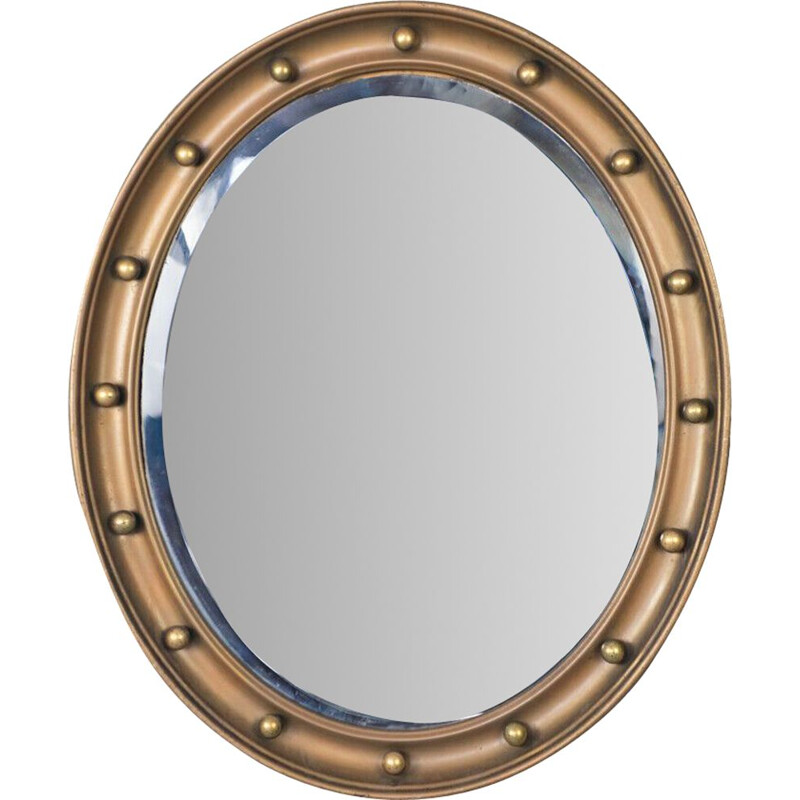 Vintage oval mirror in gold wood