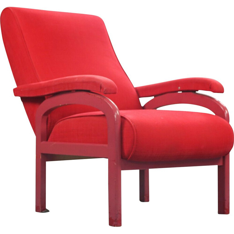 Vintage reclining red armchair, 1970s