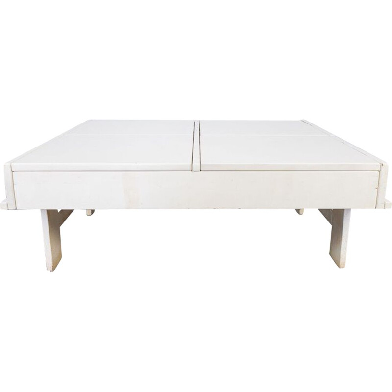 Vintage white lacquered wood coffee table, 1970