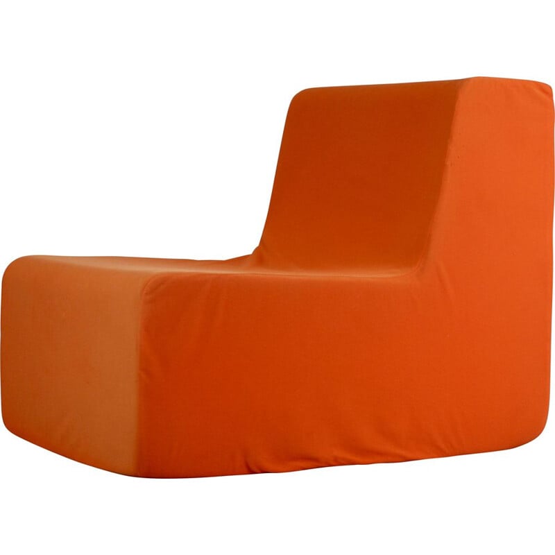 Vintage armchair in foam and orange jersey, 1970