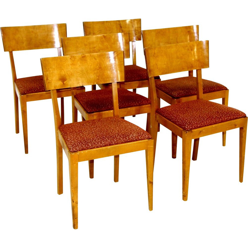 Lot de 6 chaises vintage en palissandre et tissu, Suède 1960