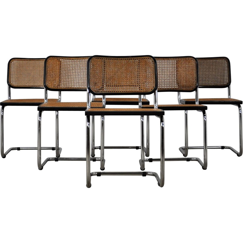 Set of 6 black dinning style chairs B32 by Marcel Breuer
