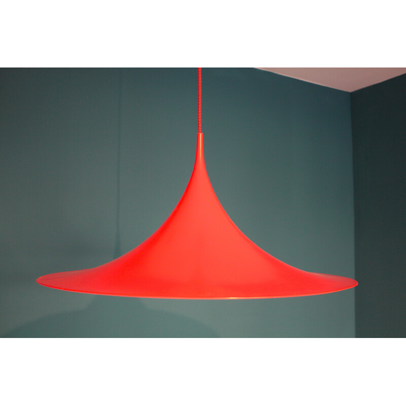 Fog & Mørup pendant in neon orange lacquered metal, Claus BONDERUP & Thorsten THORUP - 1970s