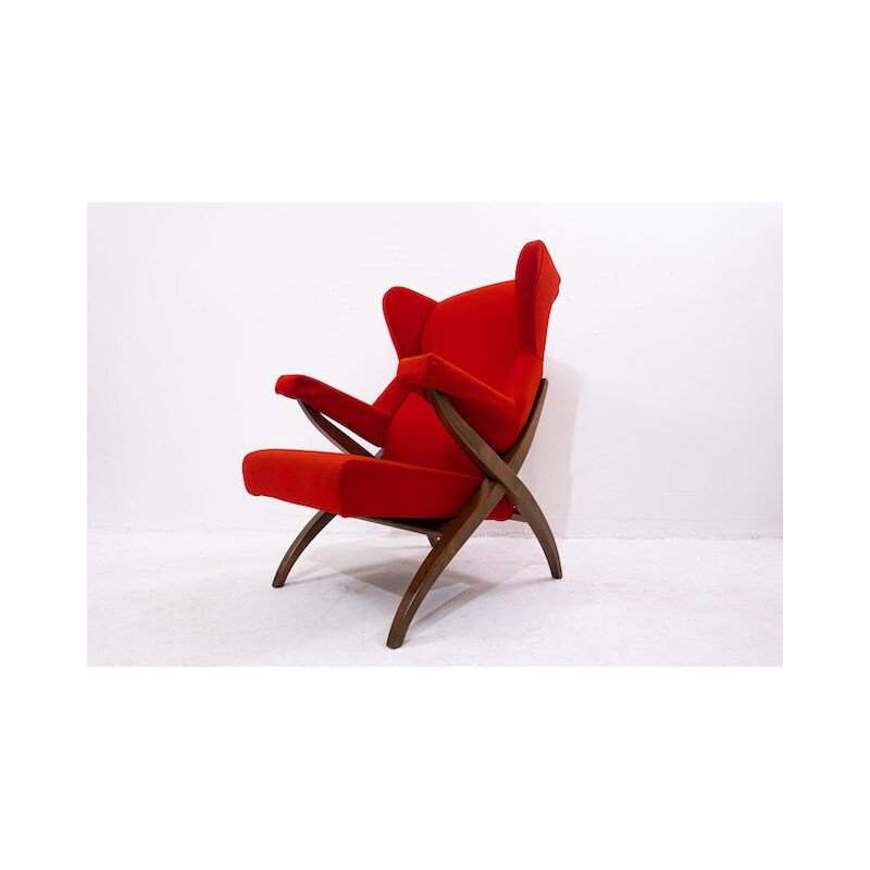 Fiorenza vintage rode fauteuil van Franco Albini voor Arflex, Italië