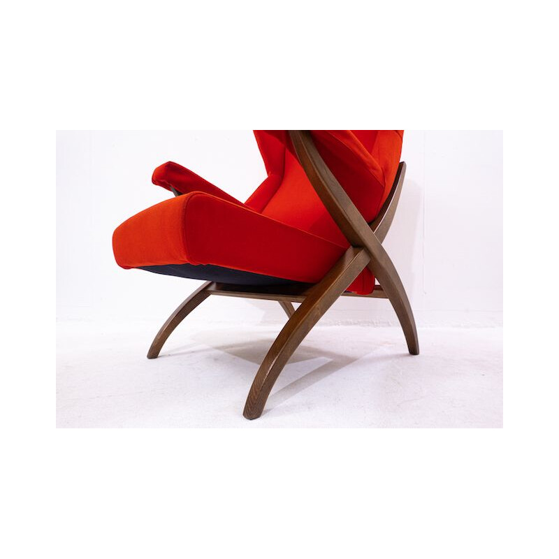 Fiorenza vintage rode fauteuil van Franco Albini voor Arflex, Italië