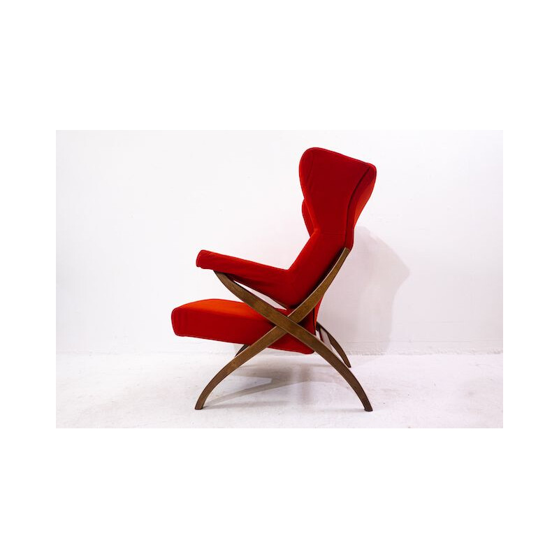 Mid-century red armchair Fiorenza by Franco Albini for Arflex, Italy