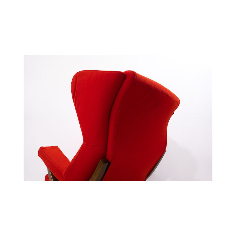 Fauteuil rouge vintage Fiorenza de Franco Albini pour Arflex, Italie