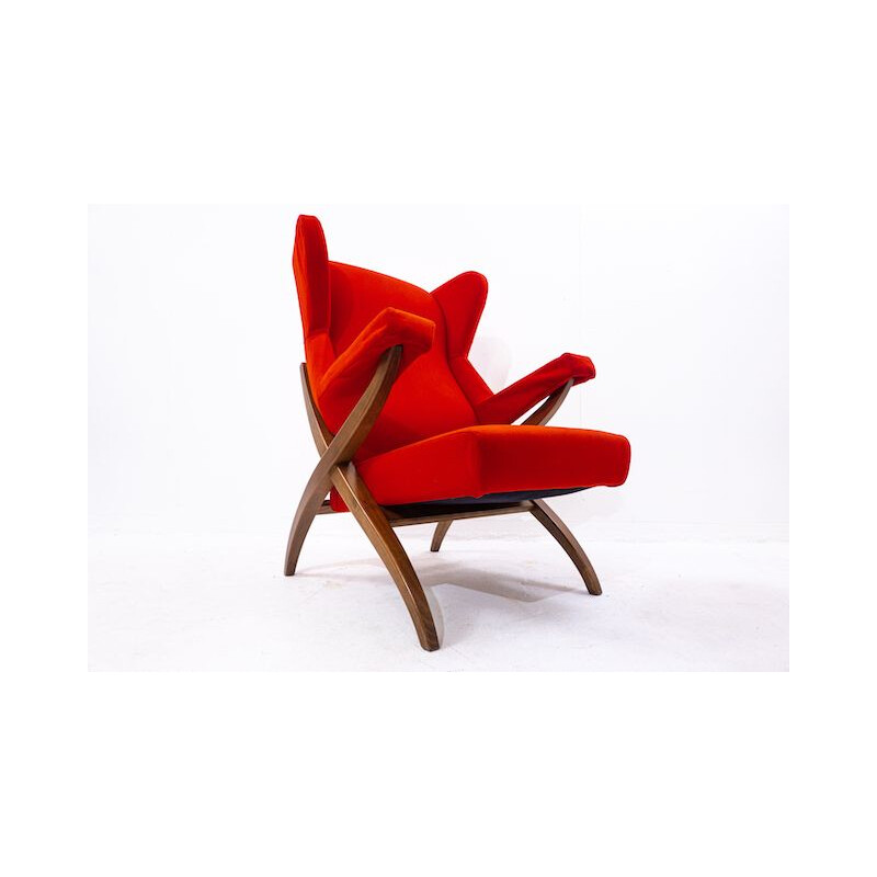 Mid-century red armchair Fiorenza by Franco Albini for Arflex, Italy