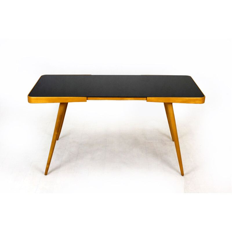 Mesa de café Vintage com tampa de vidro preto por Jiří Jiroutek para Cesky Nabytek, 1960