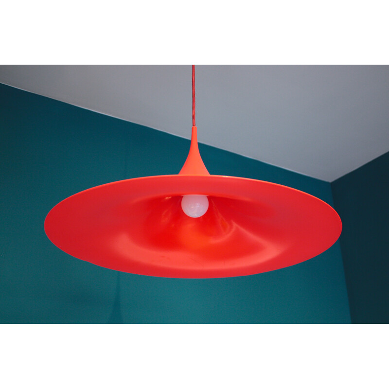 Fog & Mørup pendant in neon orange lacquered metal, Claus BONDERUP & Thorsten THORUP - 1970s