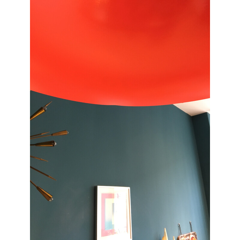 Fog & Mørup pendant in neon orange lacquered metal, Claus BONDERUP & Thorsten THORUP - 1970s