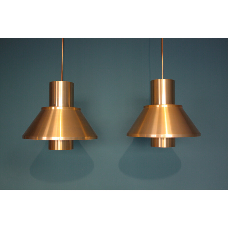 Pair of Fog & Mørup pendants in brass, Johannes HAMMERBORG - 1960s