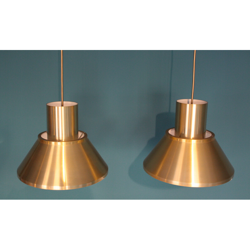 Pair of Fog & Mørup pendants in brass, Johannes HAMMERBORG - 1960s