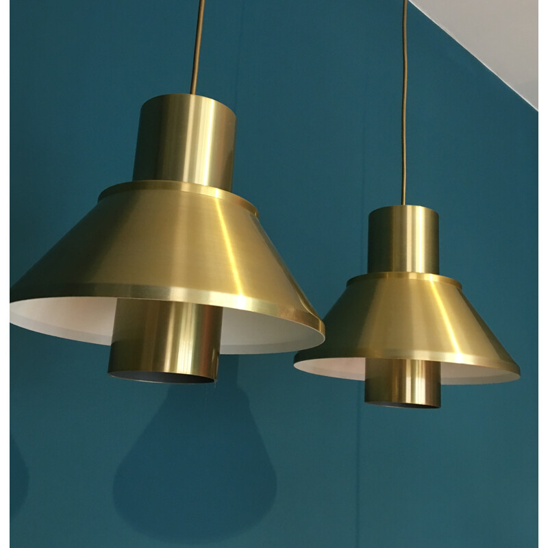 Pair of Fog & Mørup pendants in brass, Johannes HAMMERBORG - 1960s