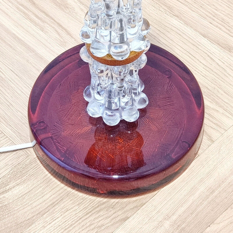 Lampadaire scandinave vintage en verre de cristal par Carl Fagerlund pour Orrefors, Suède 1960