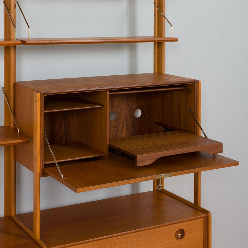 Scandinavian vintage free standing teak wall unit, 1970s