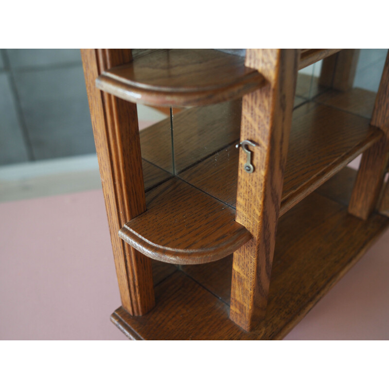 Vintage oak wood display cabinet by Oisterwijk, 1970s