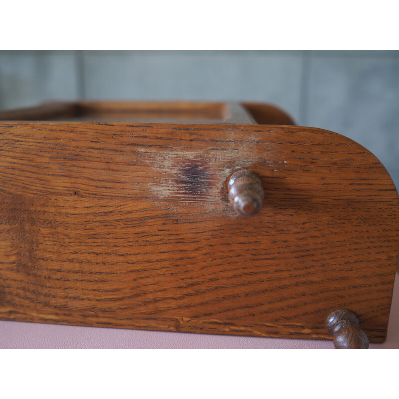 Vintage oak wood display cabinet by Oisterwijk, 1970s