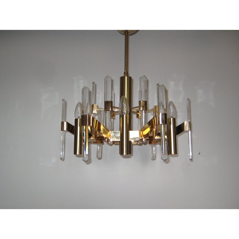 Italian cristal blade chandelier, Gaetano SCIOLARI - 1970s