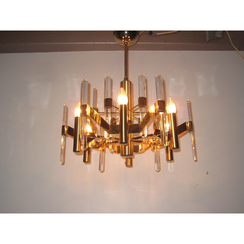 Italian cristal blade chandelier, Gaetano SCIOLARI - 1970s