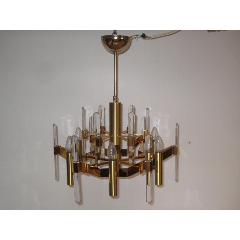 Italian cristal blade chandelier, Gaetano SCIOLARI - 1970s