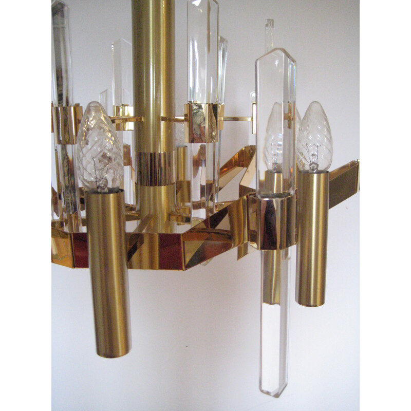 Italian cristal blade chandelier, Gaetano SCIOLARI - 1970s