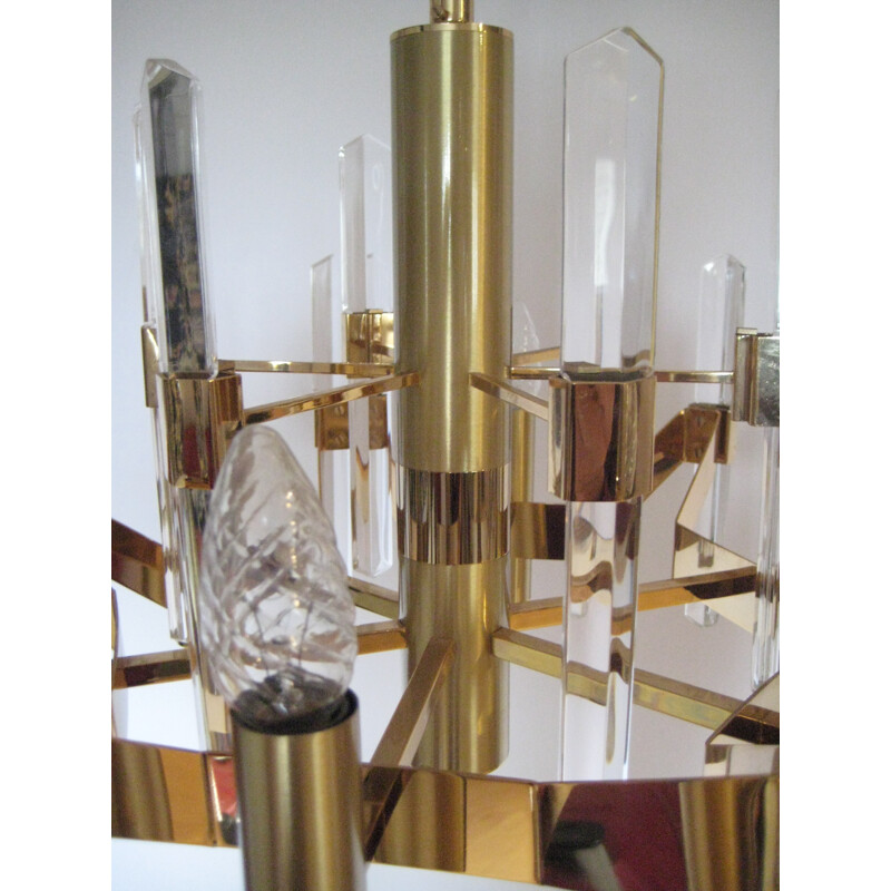 Italian cristal blade chandelier, Gaetano SCIOLARI - 1970s