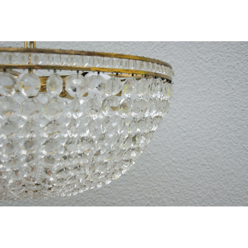 Austrian vintage crystal glass chandelier by Bakalovits and Sons, 1950s