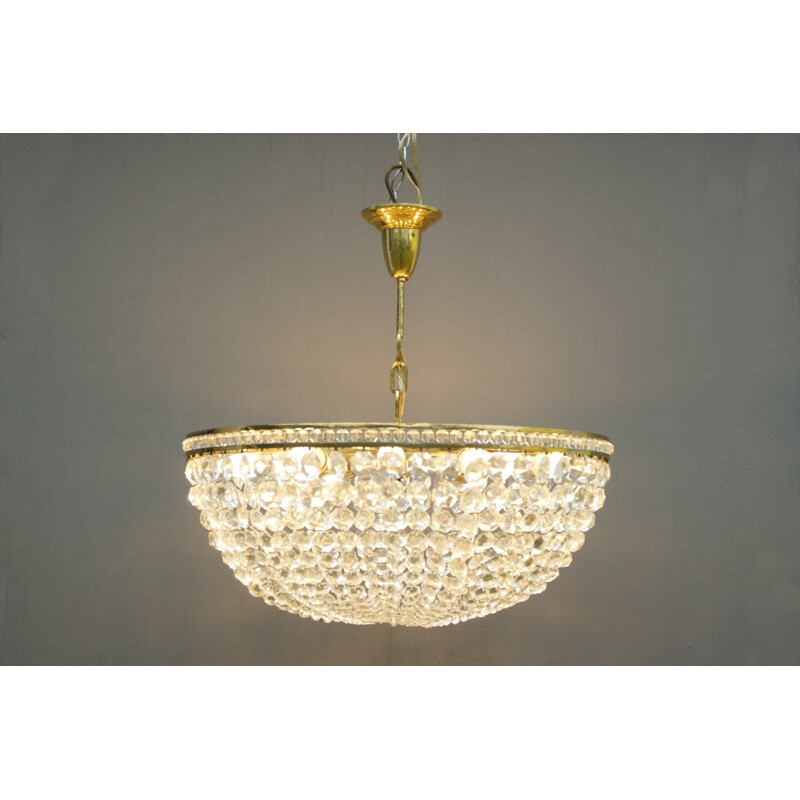 Austrian vintage crystal glass chandelier by Bakalovits and Sons, 1950s