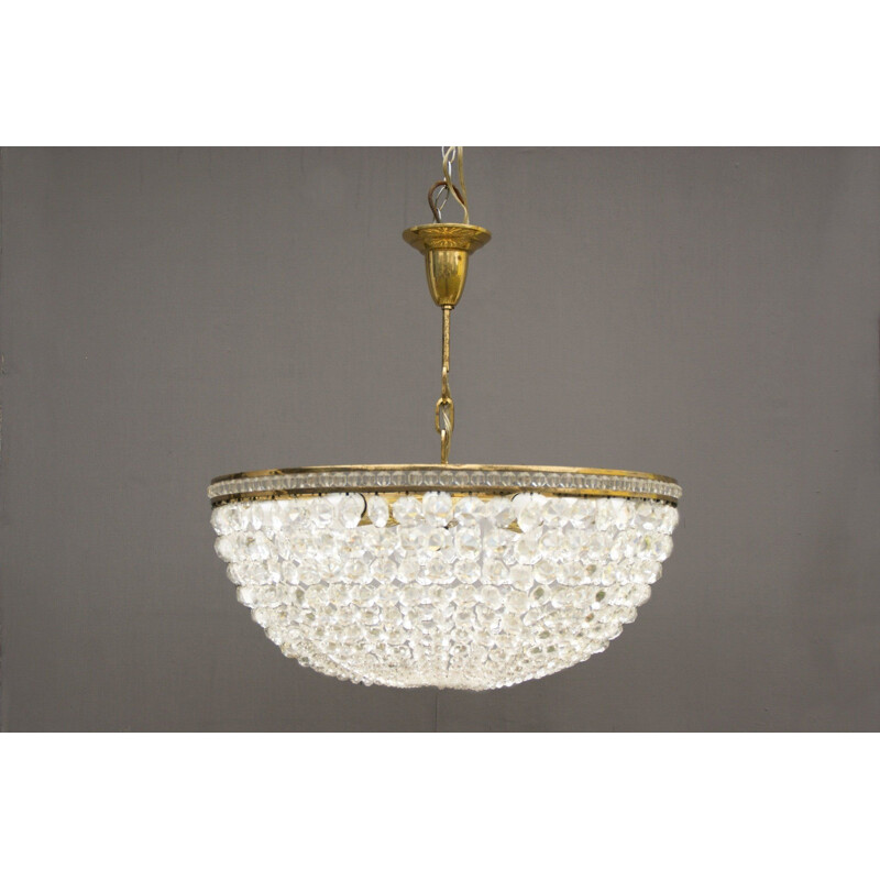 Austrian vintage crystal glass chandelier by Bakalovits and Sons, 1950s
