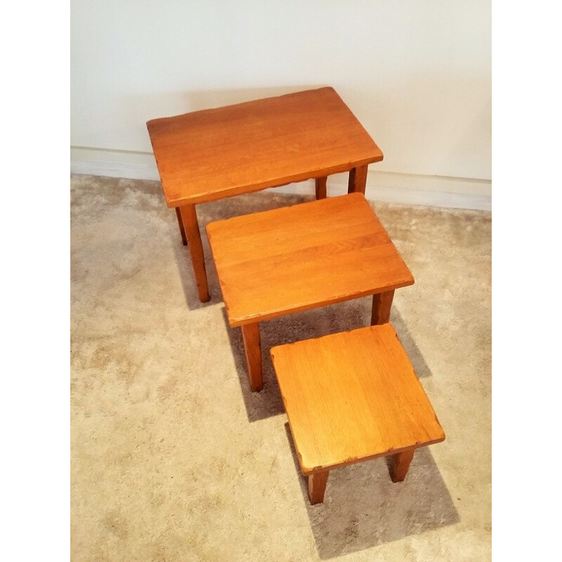 Set of 3 brutalist nested tables - 1950s 