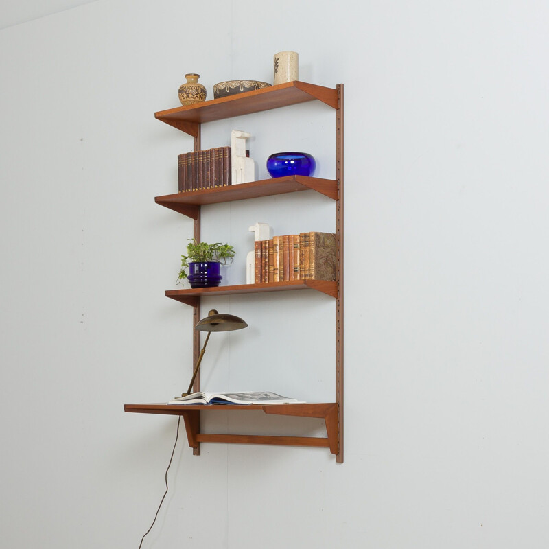 Vintage teak desk wall unit by Kai Kristiansen for Fm Mobler, Denmark 1960s