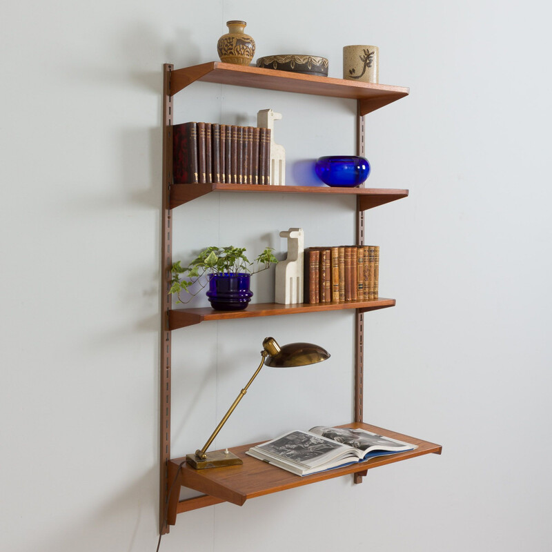 Vintage teak desk wall unit by Kai Kristiansen for Fm Mobler, Denmark 1960s