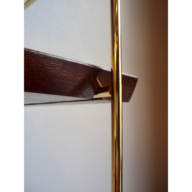 Brass and mahogany wall shelf - 1960s