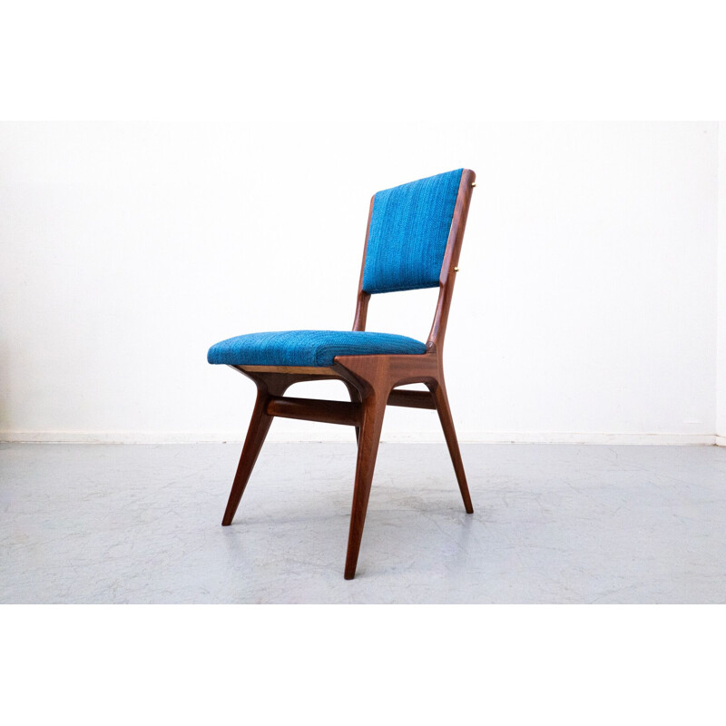 Set of 6 vintage blue 634 chairs by Carlo de Carli for Cassina, Italy 1950s