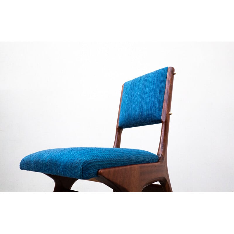 Conjunto de 6 cadeiras azuis vintage 634 de Carlo de Carli para Cassina, Itália 1950