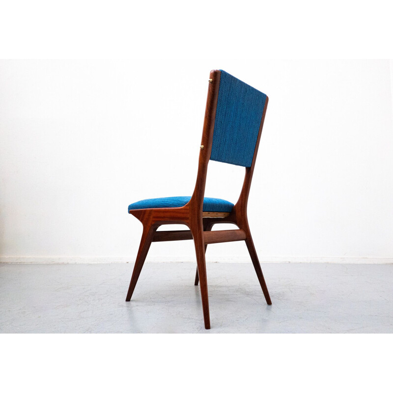 Set of 6 vintage blue 634 chairs by Carlo de Carli for Cassina, Italy 1950s