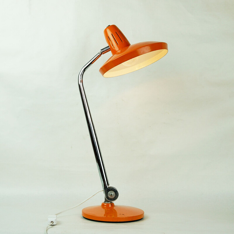 Verstellbare Tischlampe Vintage Orange von Fase, Spanien 1960